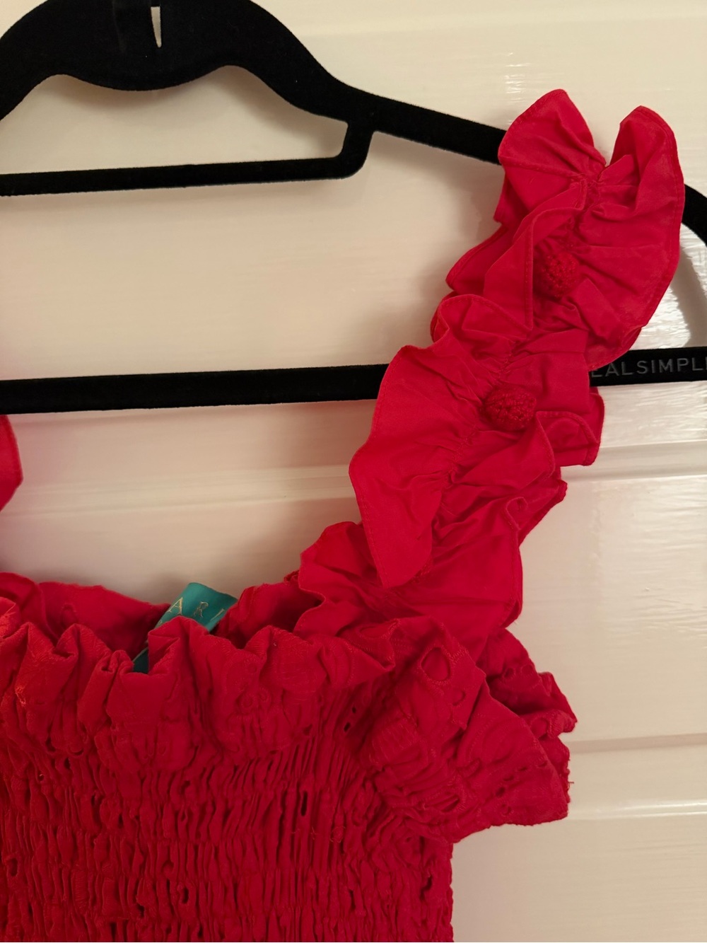 Waimari Red Ruffle Eyelet Mini Dress - Picture 4 of 6